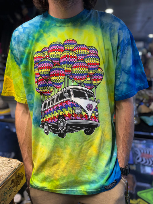Parking Lot Collective Slinger Tie Dye Blue Green Yellow Shirt