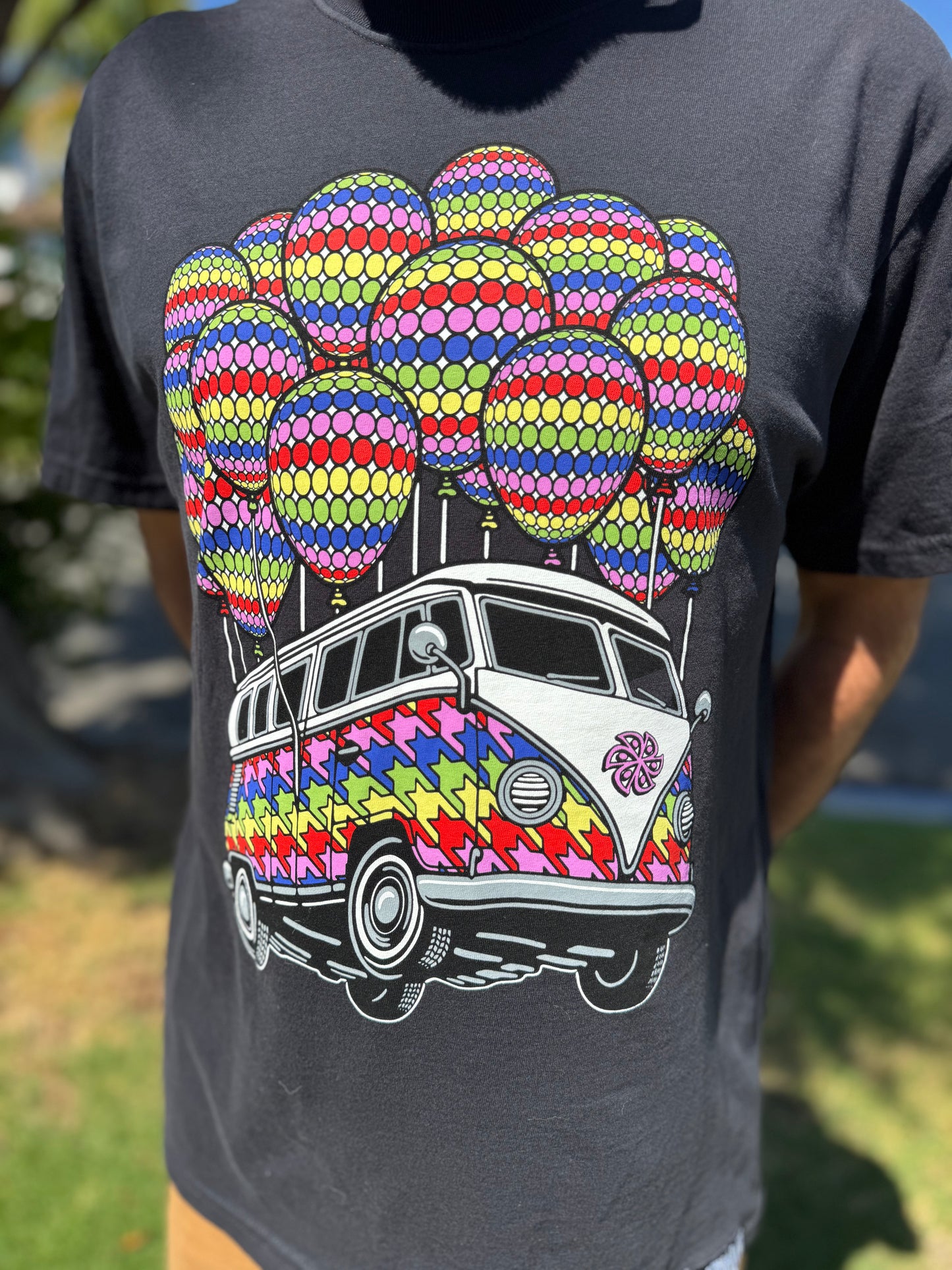 Parking Lot Collective Slinger Black Rainbow Bus Shirt