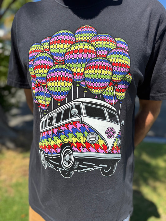 Parking Lot Collective Slinger Black Rainbow Bus Shirt