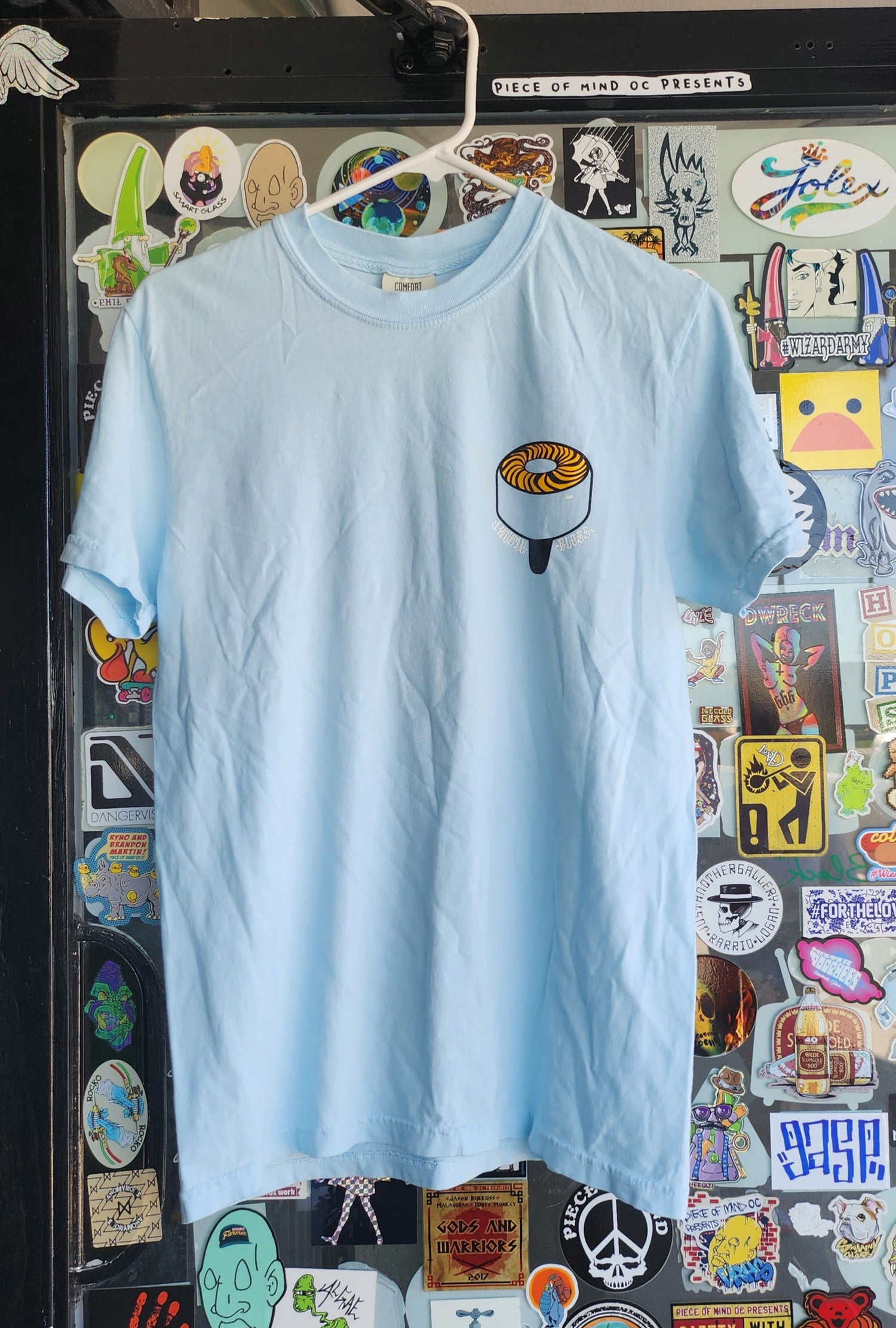 Jworth Skate Wheel Tee Shirt Front and Back graphic