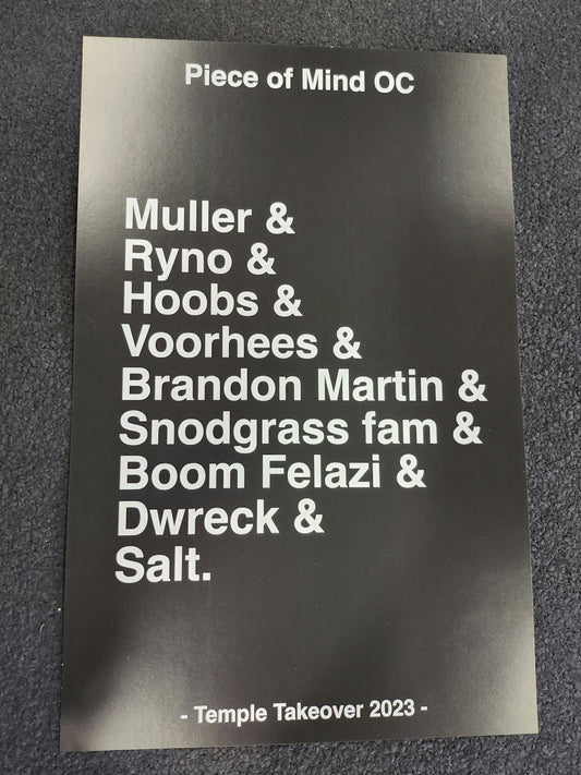 Snodgrass Temple Takeover Name List Poster 2023