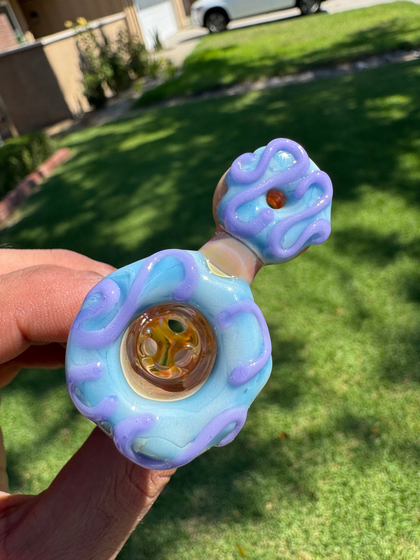 KGB x Swiss Perc 14mm 3 hole slide blue/purple