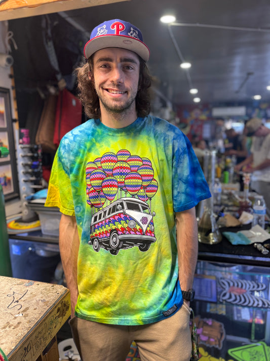 Parking Lot Collective Slinger Tie Dye Blue Green Yellow Shirt